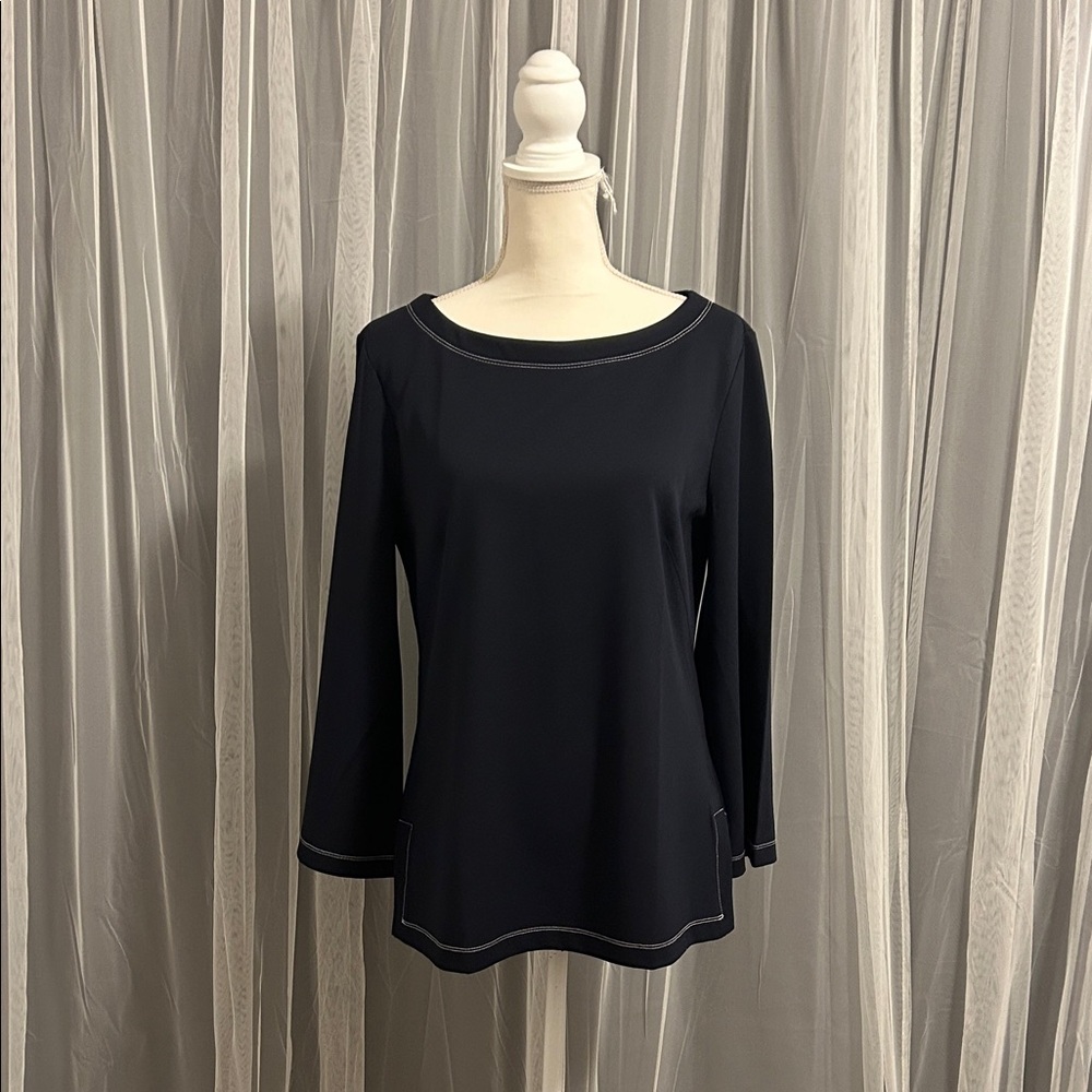 Ann Taylor Navy Long Sleeve Top Size Large